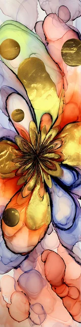 Free abstract flower art bookmark featuring primary colors abstract flower